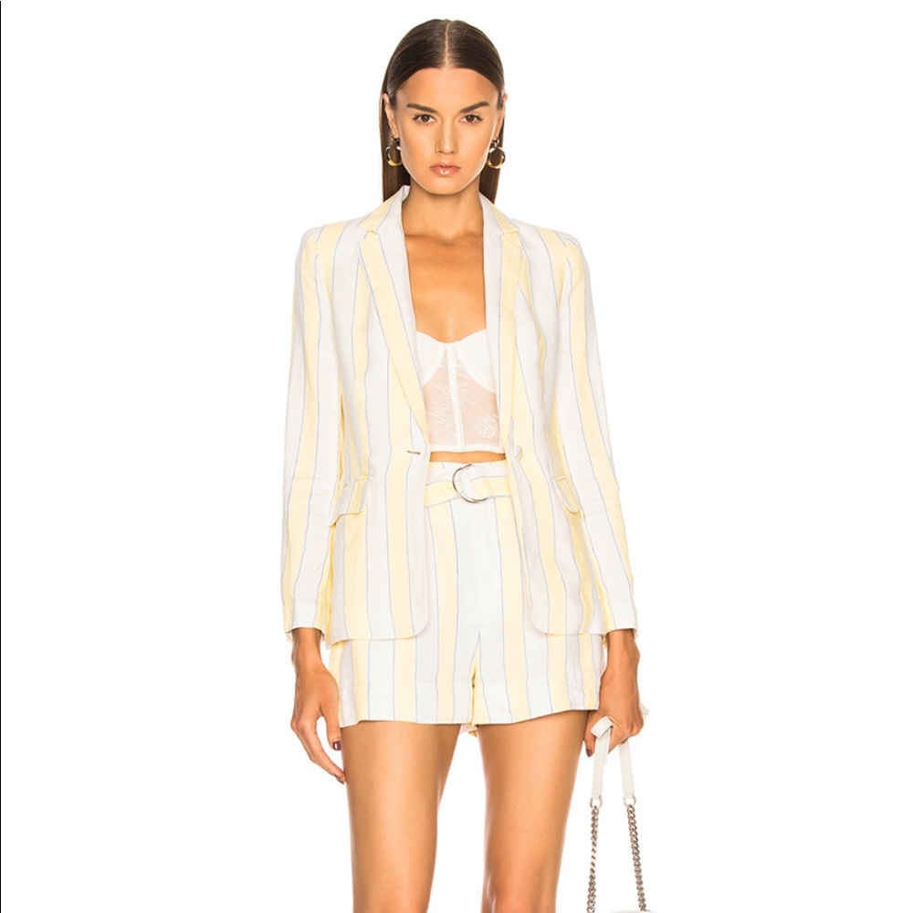 - frame linen stripe blazer